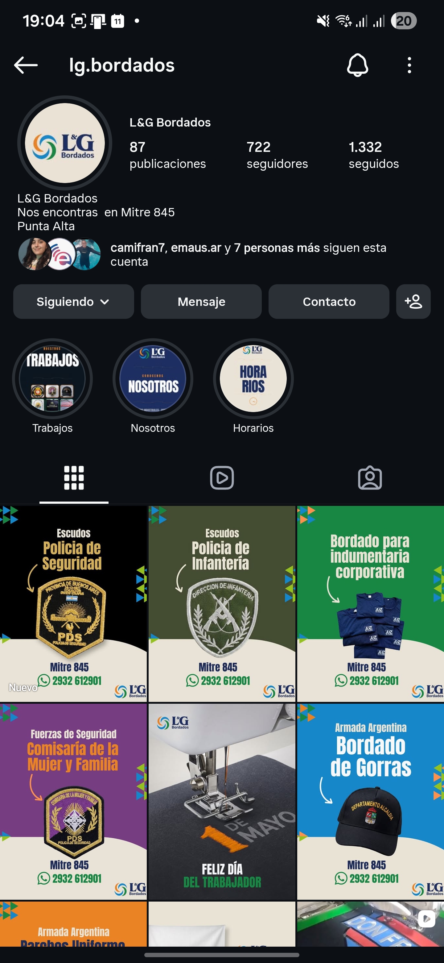 L&G Bordados Instagram profile